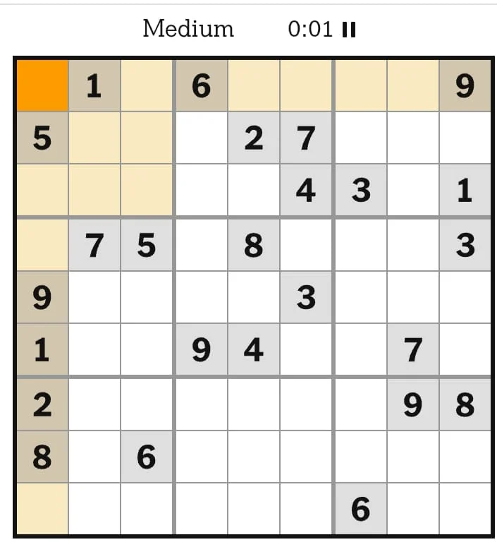 NYT Sudoku Medium July 09, 2026