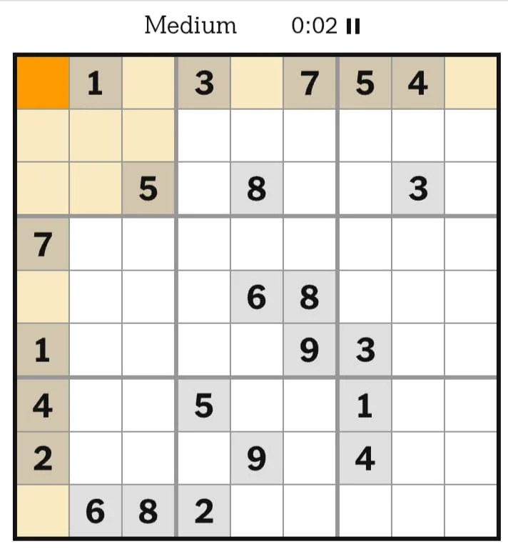 NYT Sudoku Medium July 15, 2026