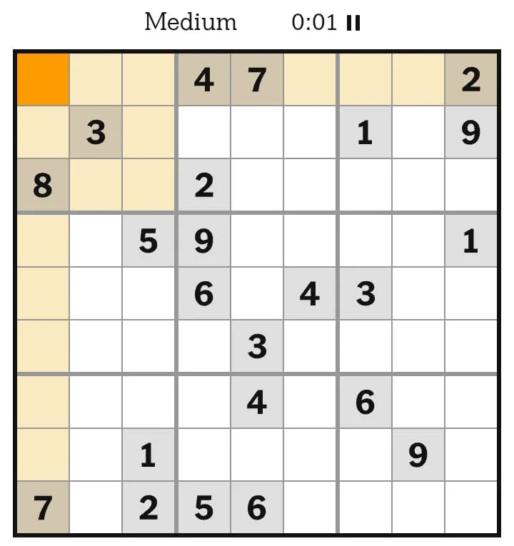 NYT Sudoku Medium July 20, 2026