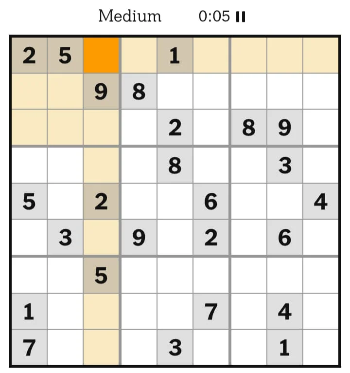 NYT Sudoku Medium July 26, 2026