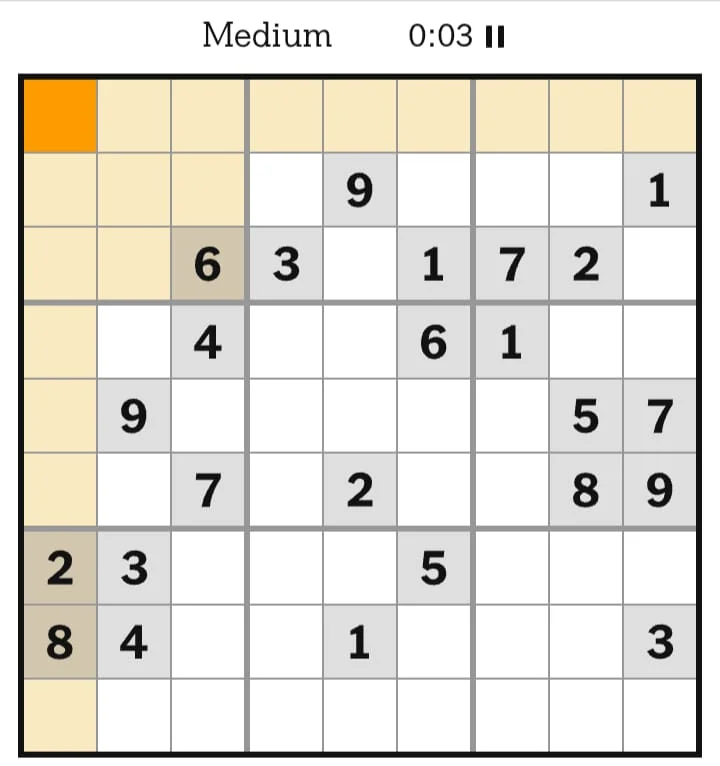 NYT Sudoku Medium July 27, 2026