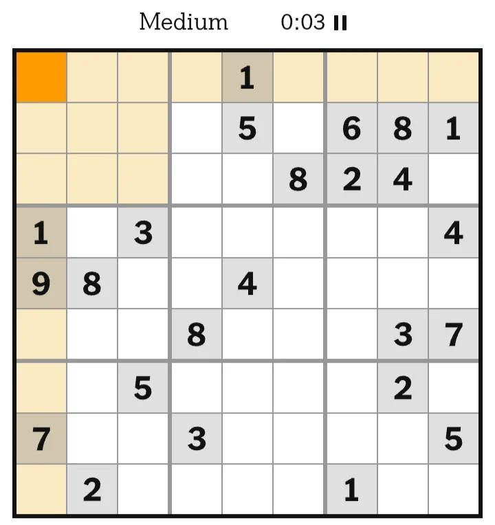 NYT Sudoku Medium July 06, 2026