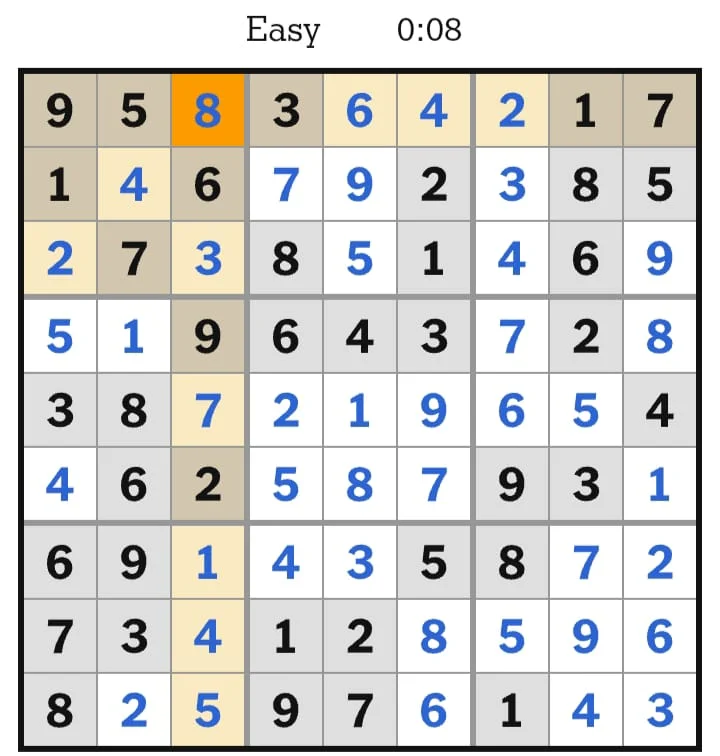NYT Sudoku Easy Answers August 02, 2026