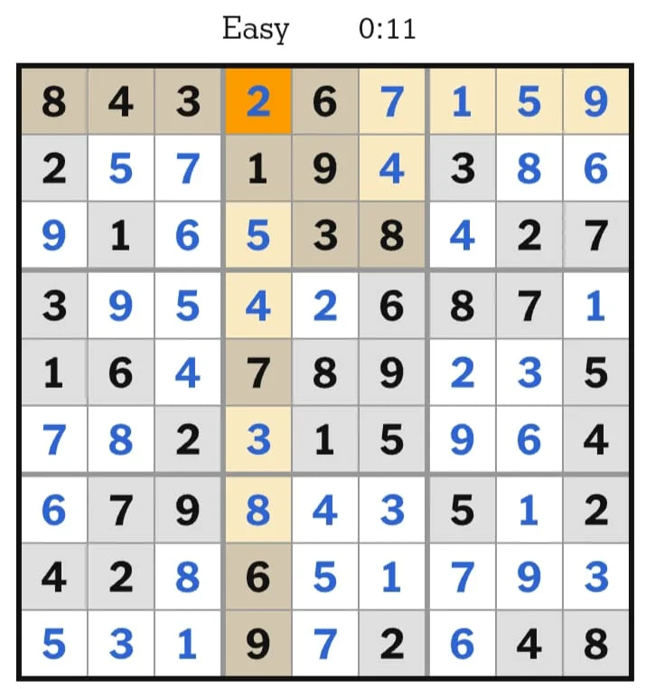 NYT Sudoku Easy Answers August 03, 2026