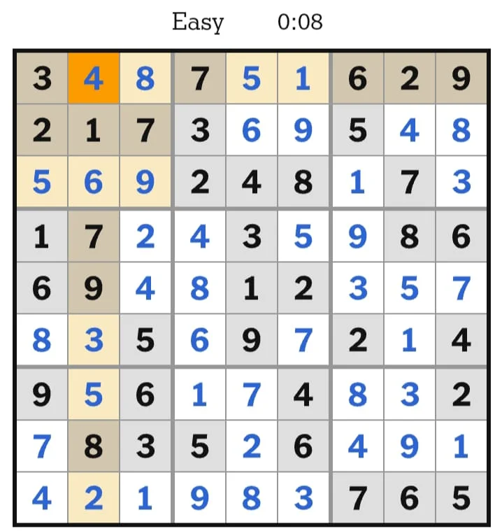 NYT Sudoku Easy Answers August 04, 2026