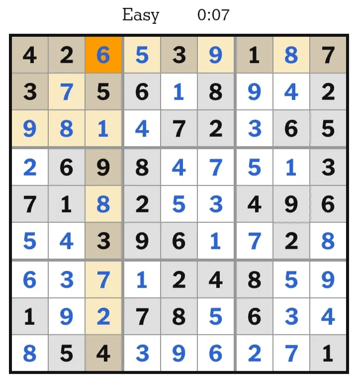 NYT Sudoku Easy Answers August 05, 2026