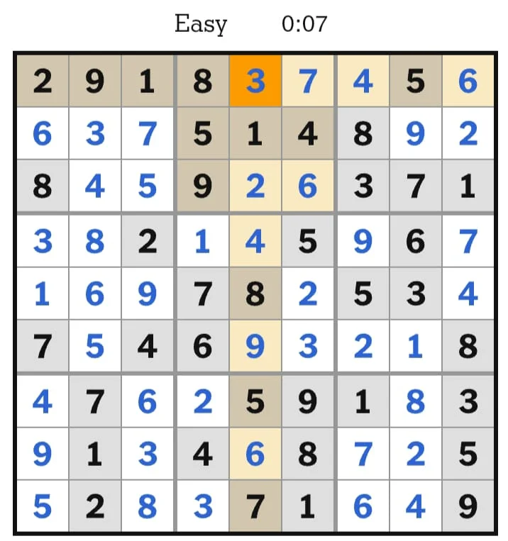 NYT Sudoku Easy Answers August 06, 2026