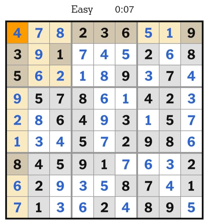 NYT Sudoku Easy Answers August 11, 2026