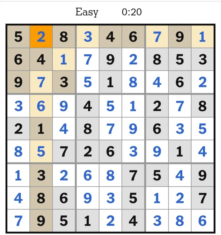 NYT Sudoku Easy Answers August 13, 2026