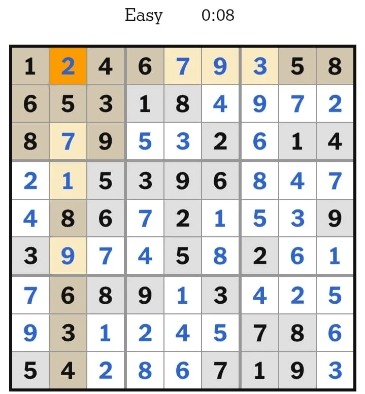 NYT Sudoku Easy Answers August 22, 2026