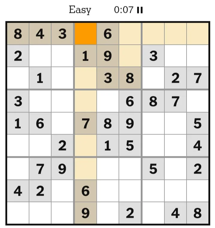 NYT Sudoku Easy August 03, 2026