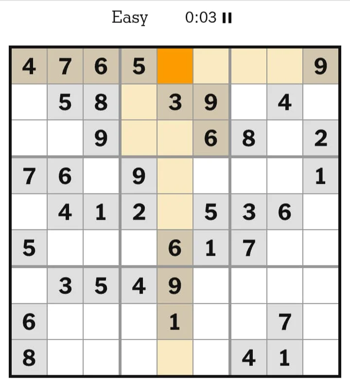 NYT Sudoku Easy August 20, 2026