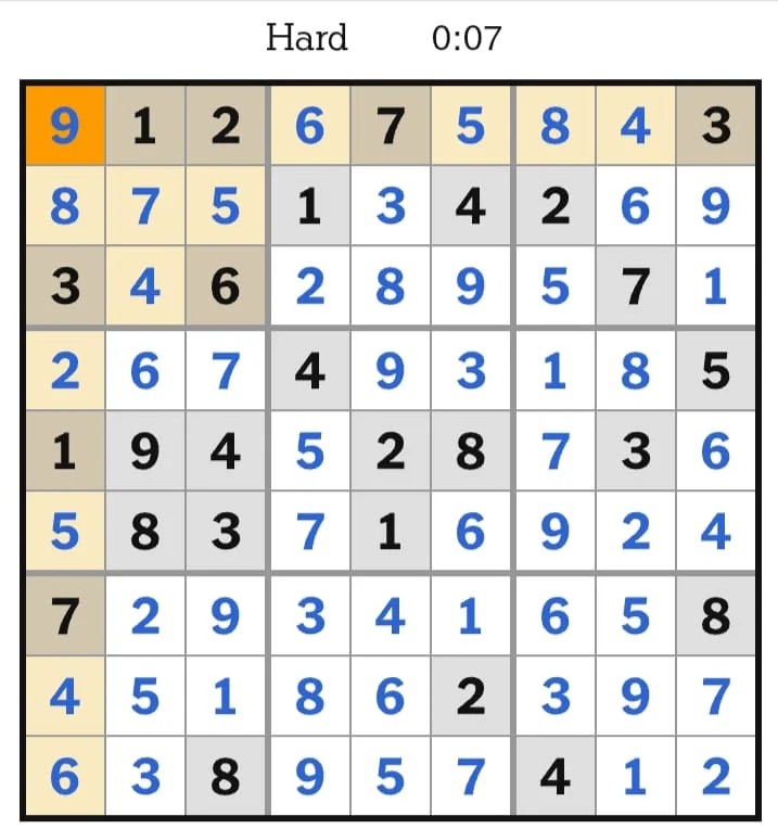 NYT Sudoku Hard Answers August 02, 2026