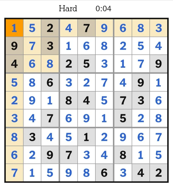 NYT Sudoku Hard Answers August 08, 2026