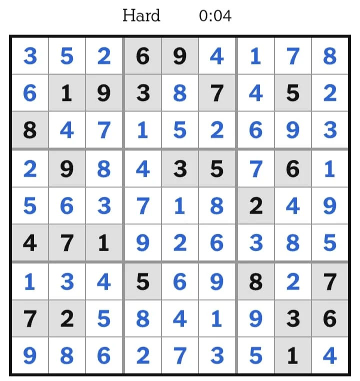 NYT Sudoku Hard Answers August 09, 2026