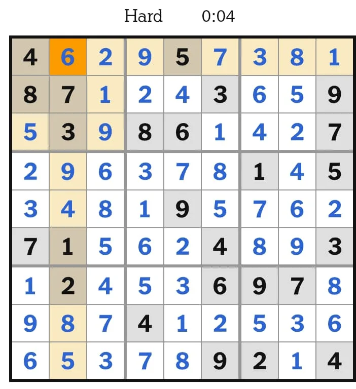 NYT Sudoku Hard Answers August 11, 2026
