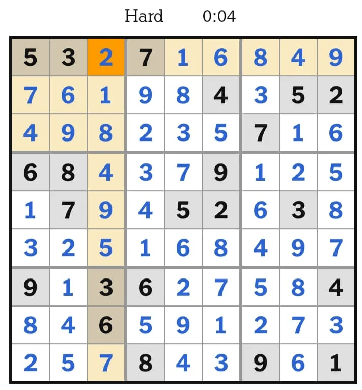 NYT Sudoku Hard Answers August 13, 2026