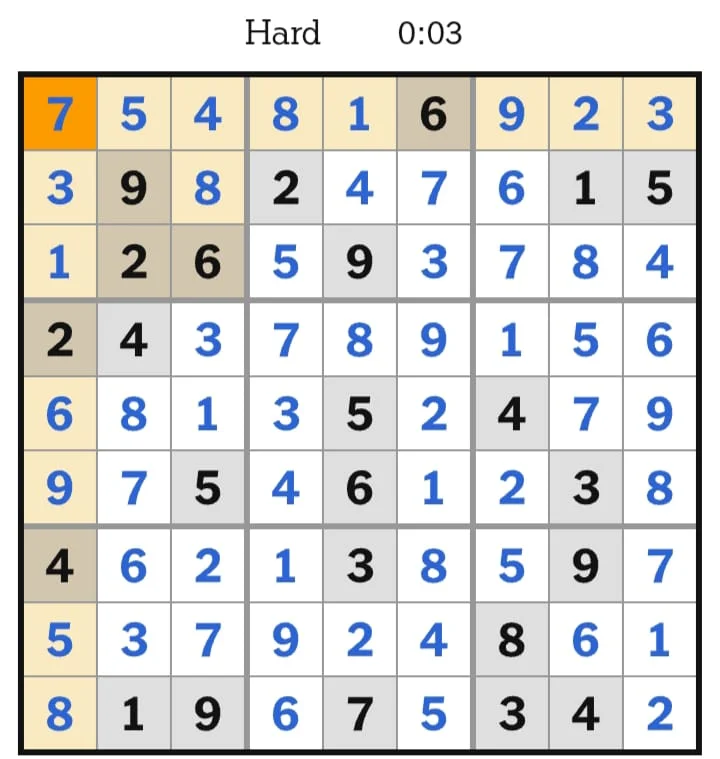 NYT Sudoku Hard Answers August 14, 2026