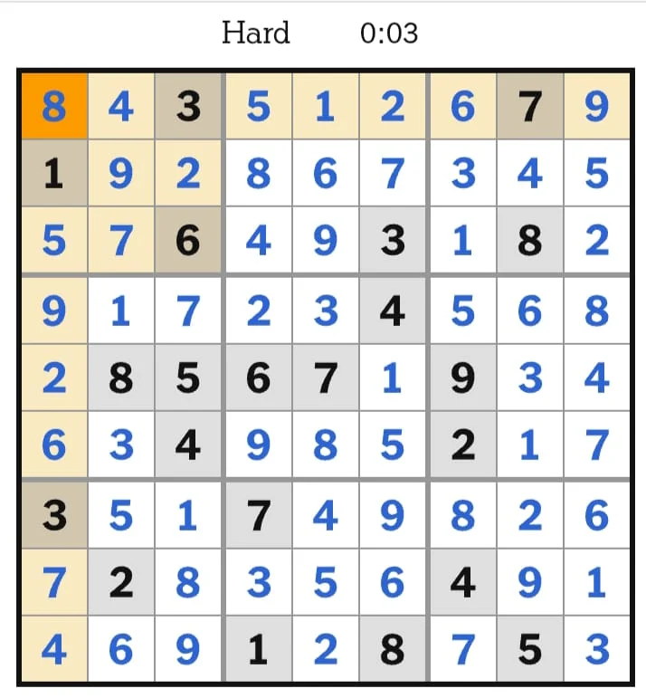 NYT Sudoku Hard Answers August 15, 2026