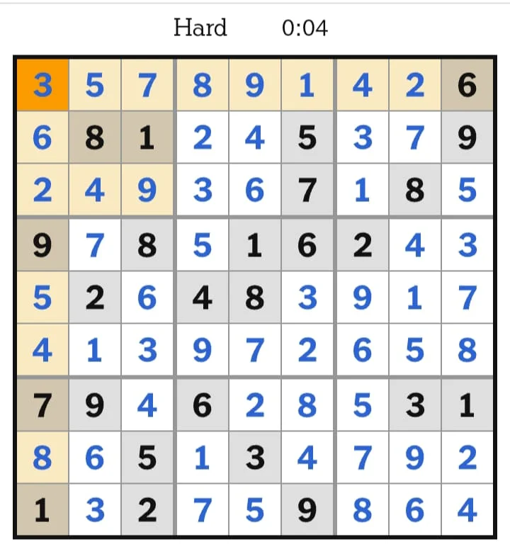 NYT Sudoku Hard Answers August 16, 2026