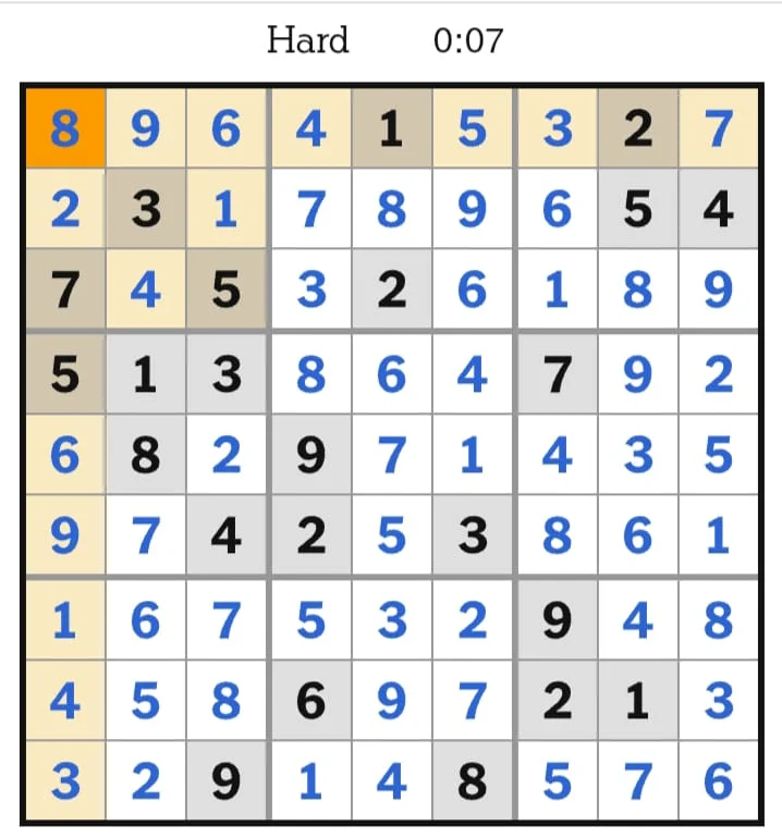 NYT Sudoku Hard Answers August 18, 2026