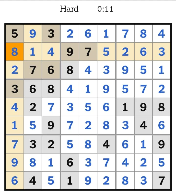 NYT Sudoku Hard Answers August 19, 2026