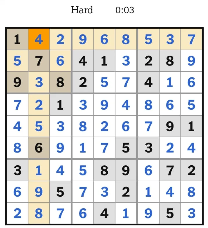 NYT Sudoku Hard Answers August 20, 2026