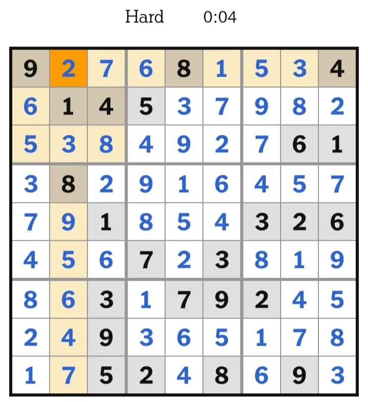 NYT Sudoku Hard Answers August 22, 2026