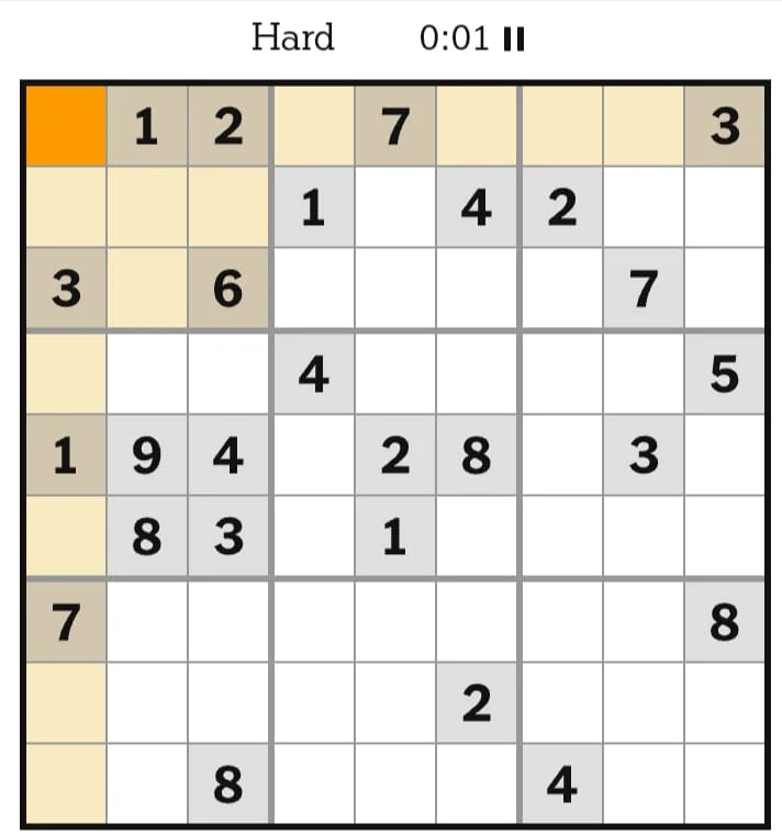 NYT Sudoku Hard August 02, 2026