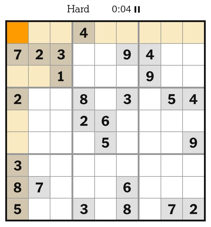 NYT Sudoku Hard August 03, 2026