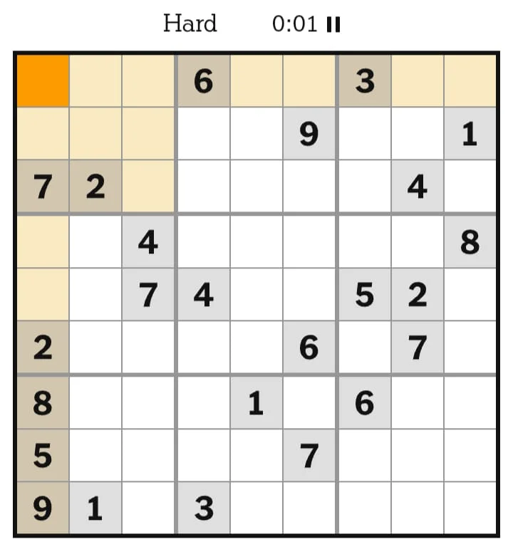 NYT Sudoku Hard August 05, 2026