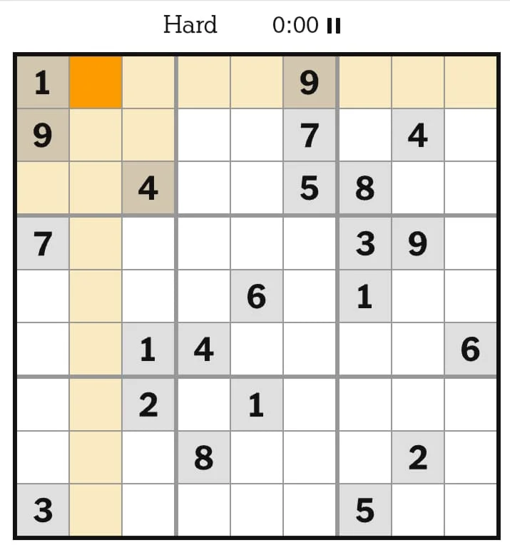 NYT Sudoku Hard August 06, 2026