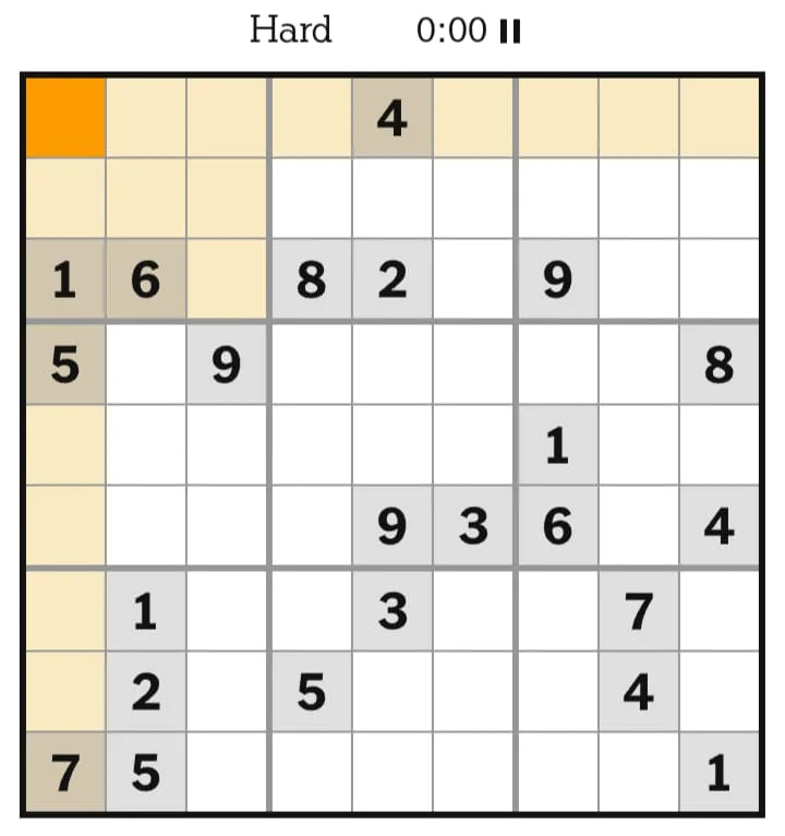 NYT Sudoku Hard August 07, 2026