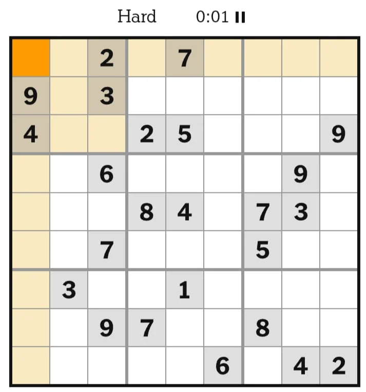 NYT Sudoku Hard August 08, 2026