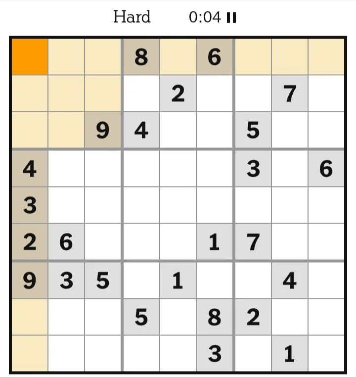 NYT Sudoku Hard August 10, 2026