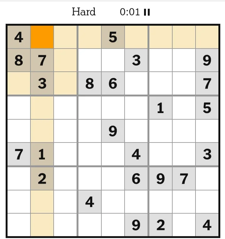 NYT Sudoku Hard August 11, 2026