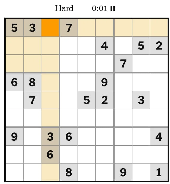 NYT Sudoku Hard August 13, 2026