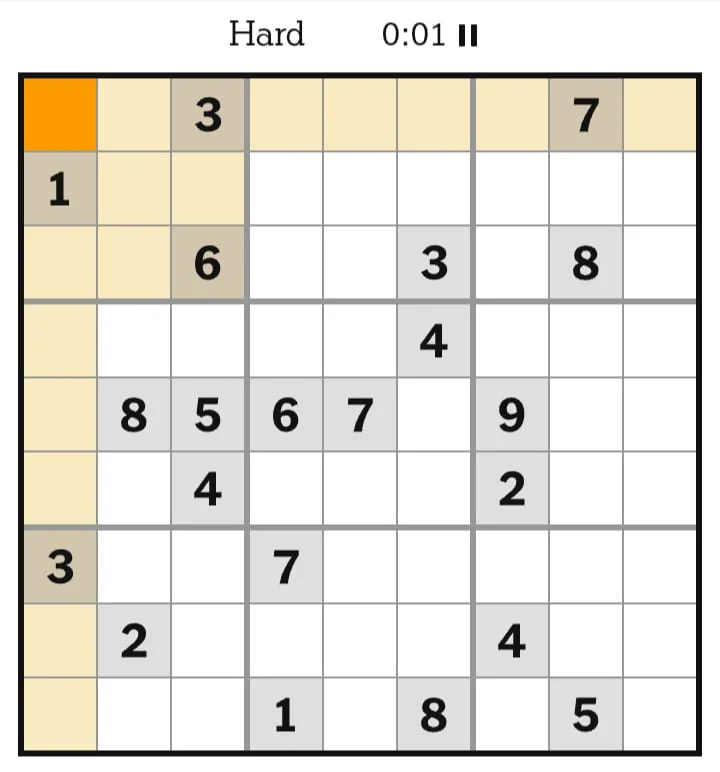 NYT Sudoku Hard August 15, 2026