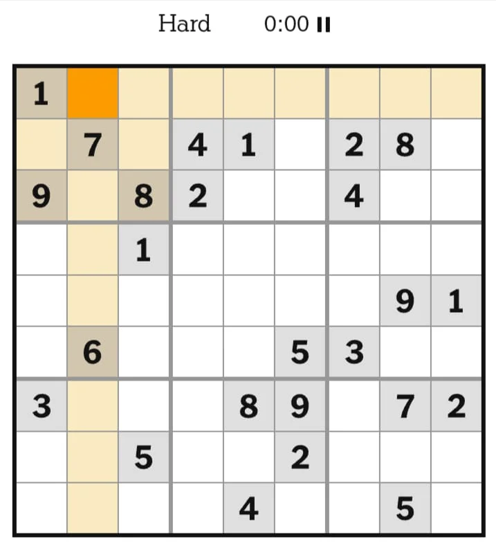 NYT Sudoku Hard August 20, 2026