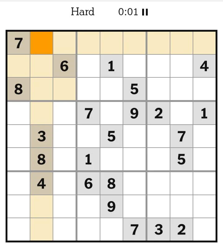 NYT Sudoku Hard August 23, 2026