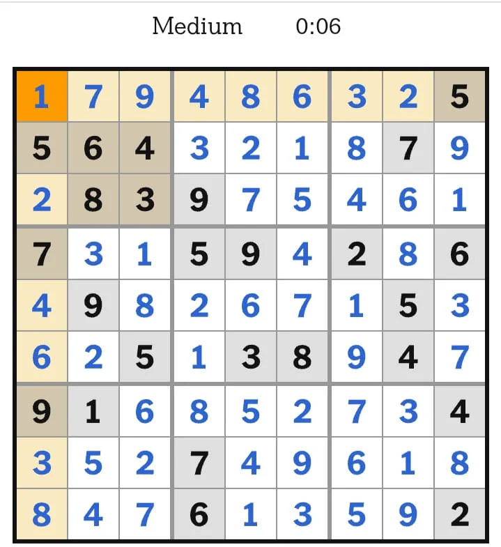 NYT Sudoku Medium Answers August 19, 2026