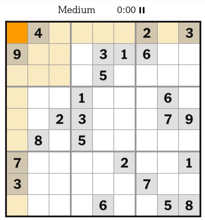 NYT Sudoku Medium August 02, 2026