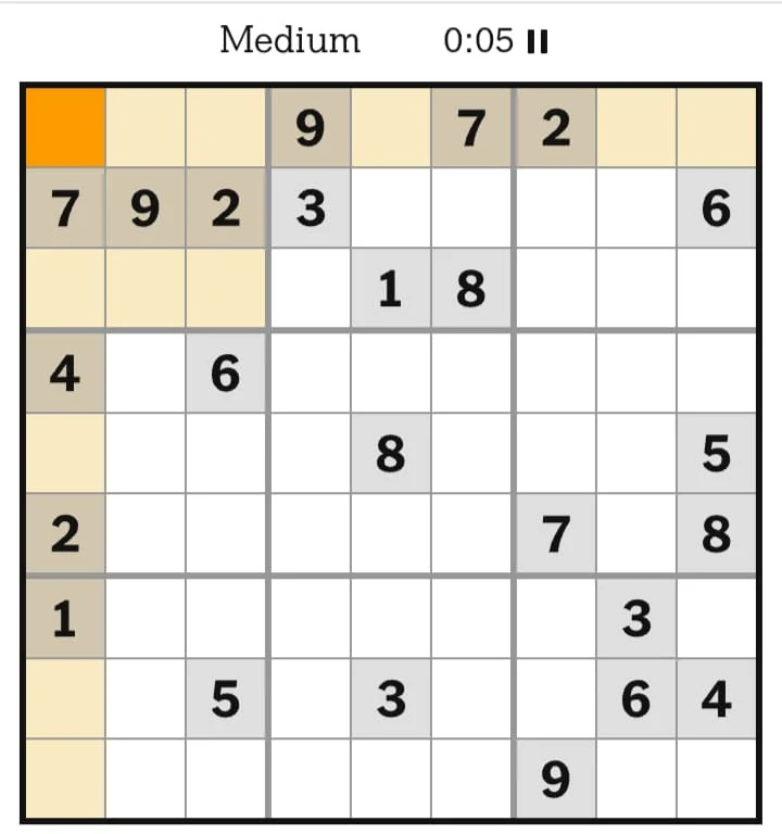 NYT Sudoku Medium August 03, 2026