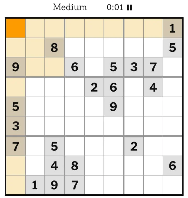 NYT Sudoku Medium August 05, 2026