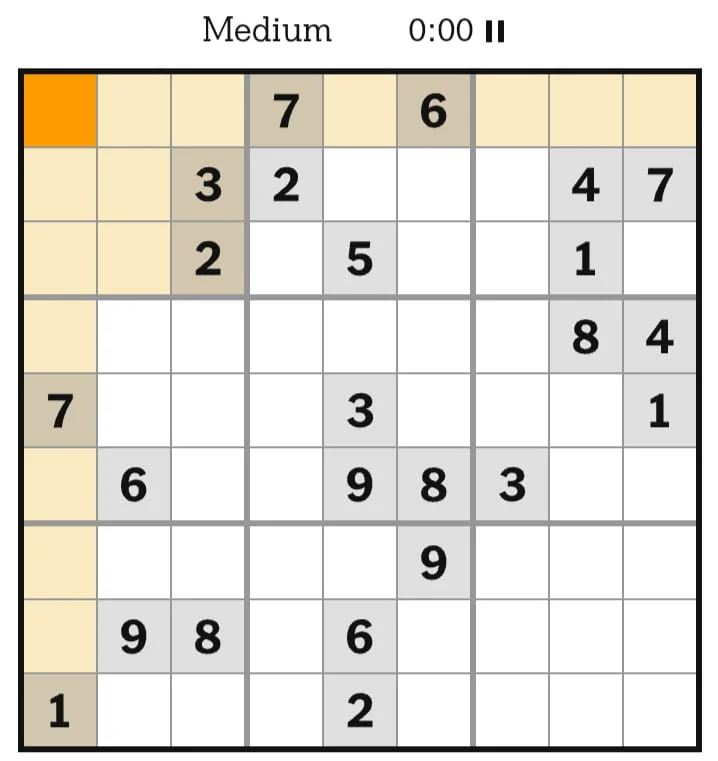 NYT Sudoku Medium August 06, 2026