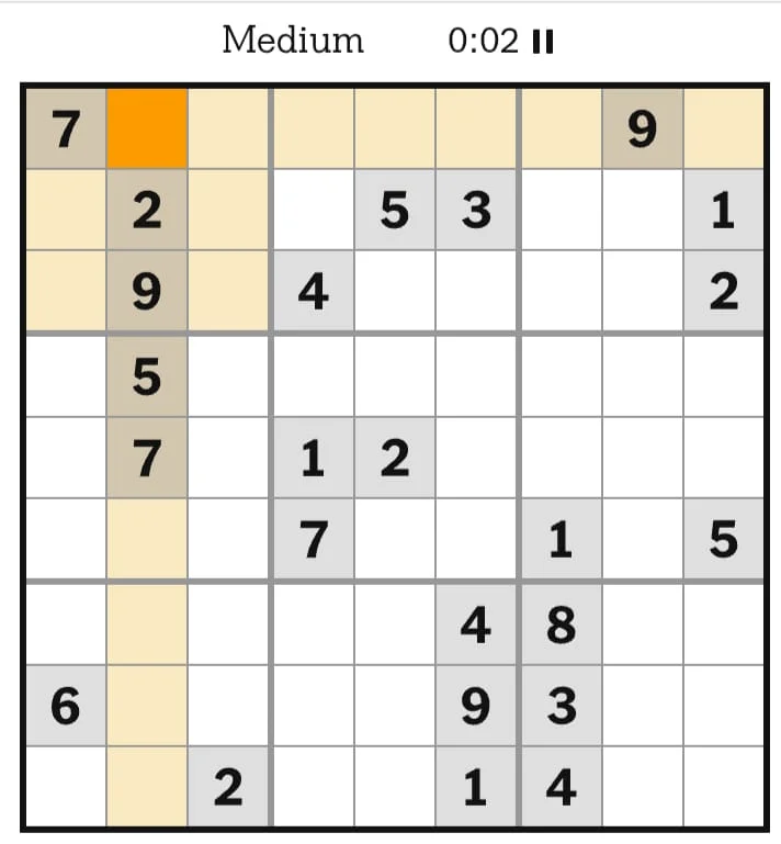 NYT Sudoku Medium August 08, 2026