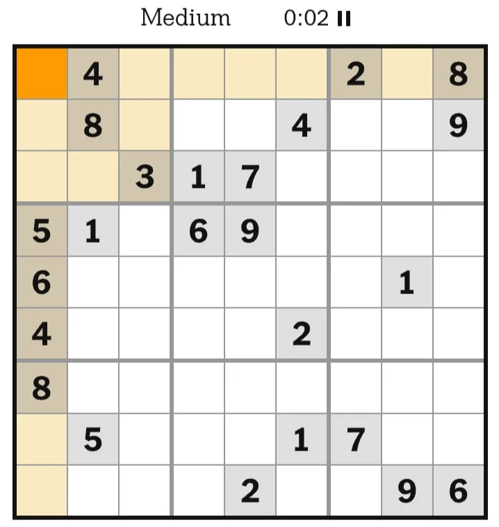 NYT Sudoku Medium August 10, 2026
