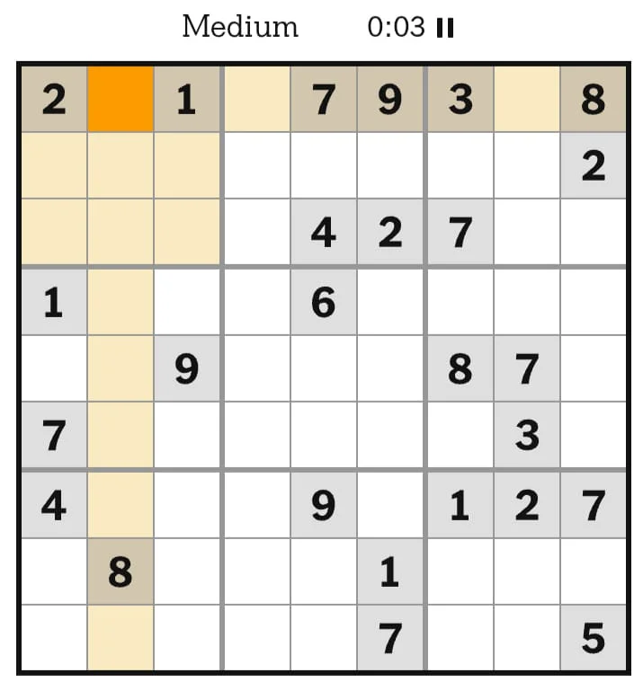 NYT Sudoku Medium August 11, 2026