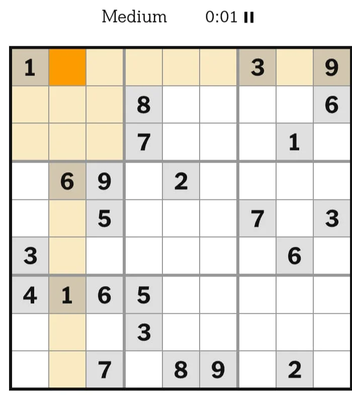 NYT Sudoku Medium August 20, 2026