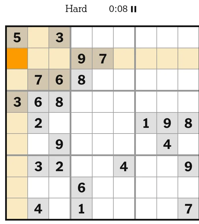 NYT Sudoku Hard August 19, 2026